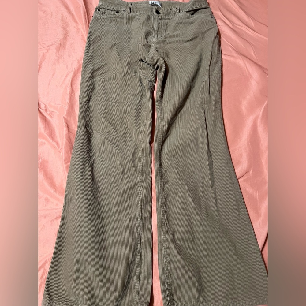 LOFT Green Flare Wide Leg Jeans